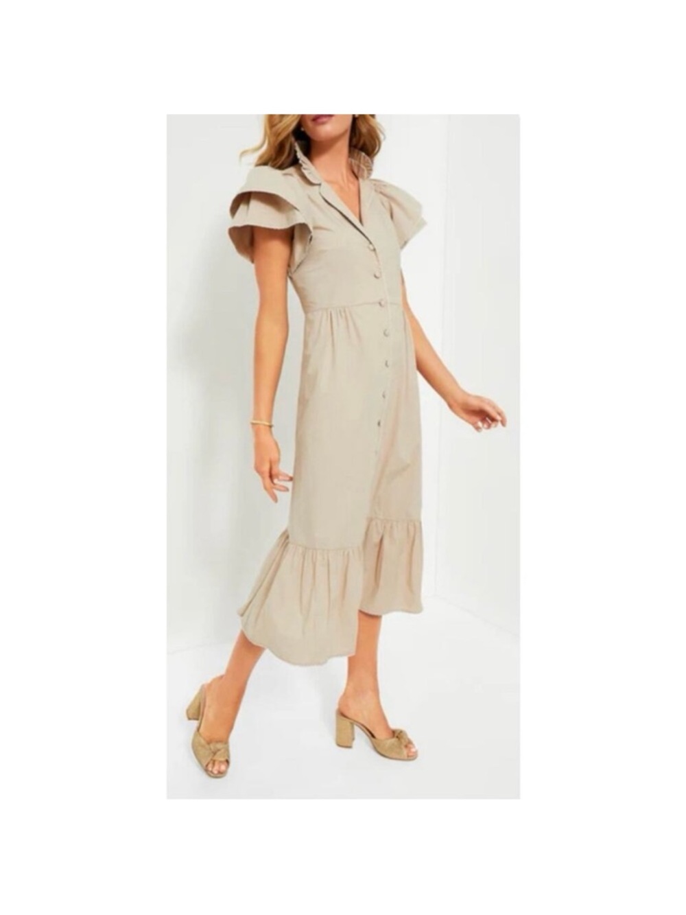TUCKERNUCK Stone Alice Dress Size XS Shirtdress Ruffle Feminine Cotton